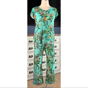 Johnny Was Taina Jungle Print Cap Sleeve Crop Pajama Set XS